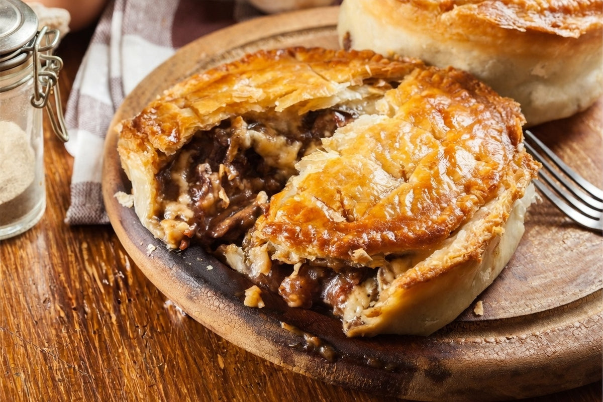 Perfectly baked traditional Kalahari Lamb Pie from the Farm Kitchen at Bezalel Estate