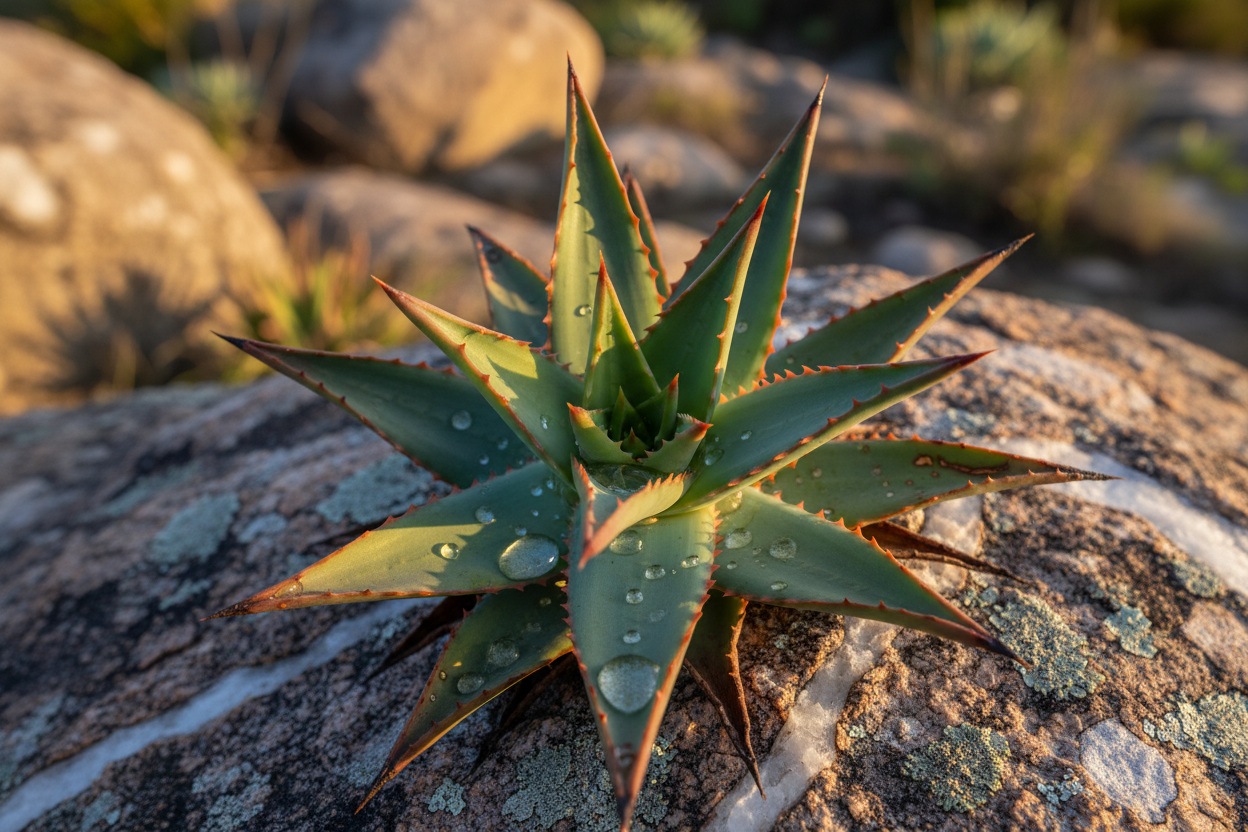 Aloe on granite rock outcrop at Bezalel Estate
