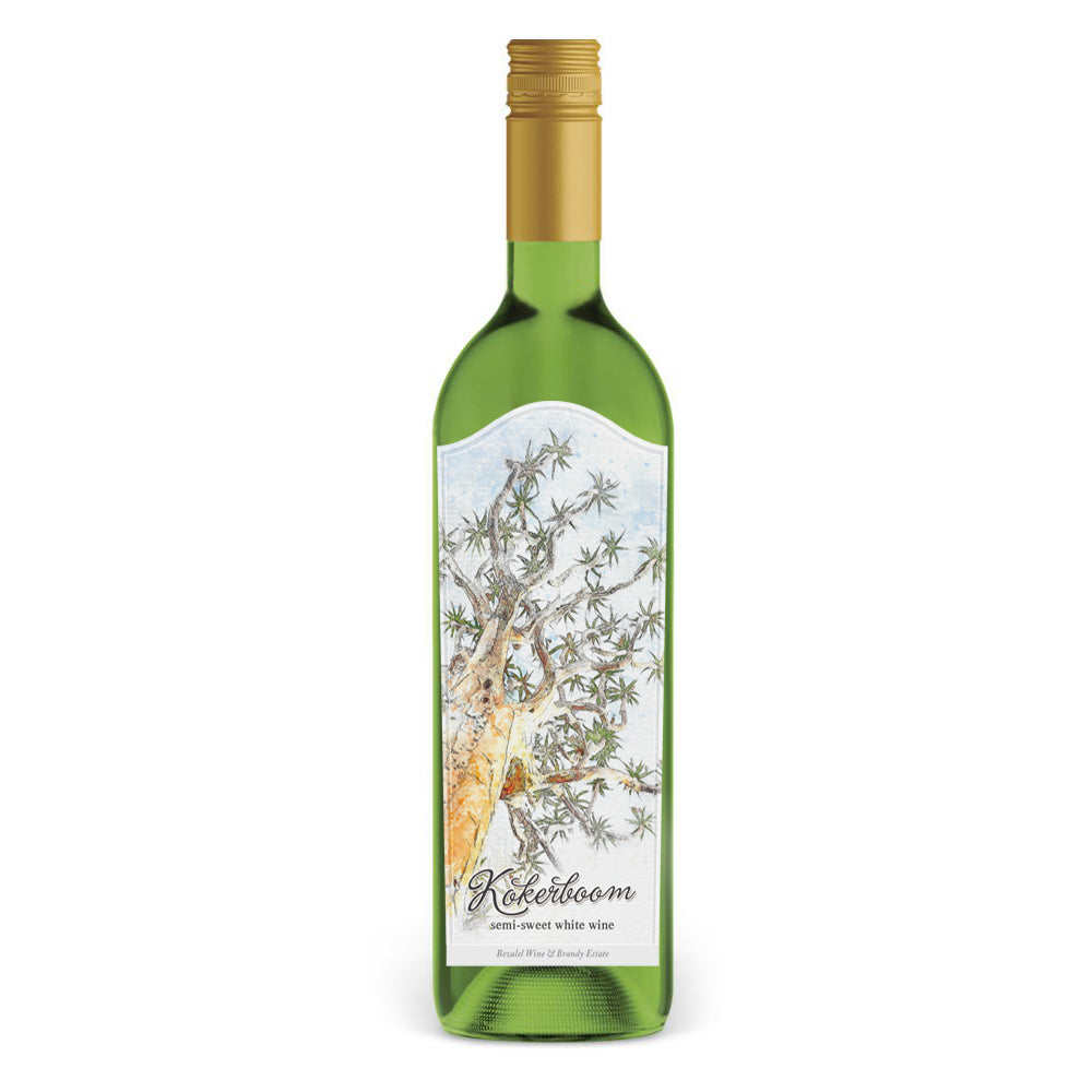Bottle of Kokerboom Semi‑Sweet White Wine with pale golden colour.